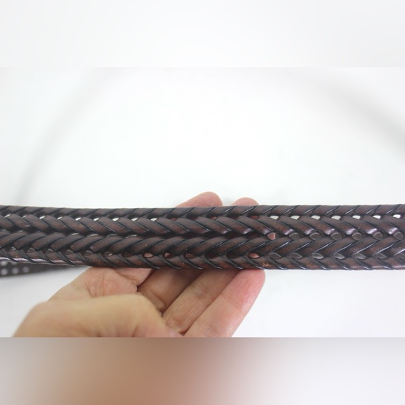Adjustable Braided Woven Brown Leather Belt Silver Buckle Vintage Distressed - Picture 9 of 9